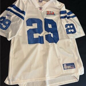 White and Blue Football Joseph Addai Reebok Colts Super Bowl Jersey SIZE 52